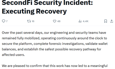 SecondFi Recovery Targets Two Weeks After $2.4M Cardano Wallet Exploit