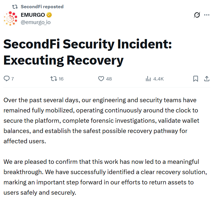 SecondFi Recovery Targets Two Weeks After $2.4M Cardano Wallet Exploit