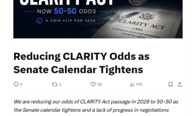 Galaxy Digital Cuts 2026 CLARITY Act Odds to 50%