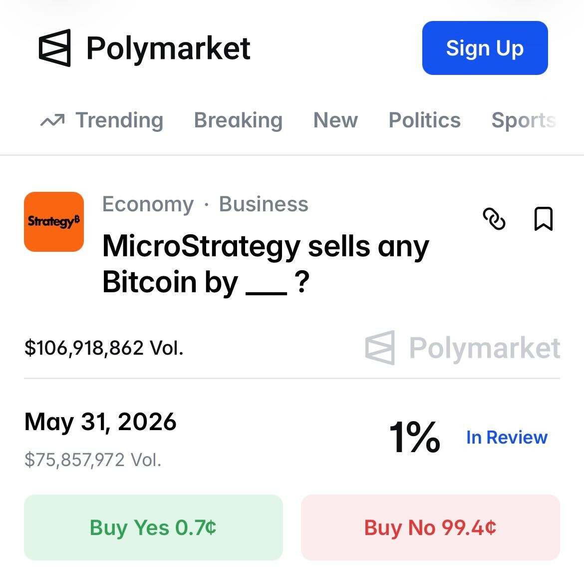 Strategy’s Bitcoin Sale Sparks Polymarket Dispute