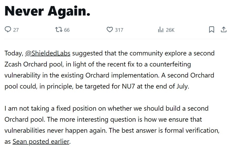 Zcash Developers Weigh New Shielded Pool After Orchard Bug