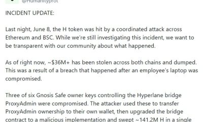 Humanity Says Laptop Breach Led To $36M H Token Exploit