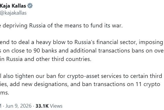 EU Seeks Transaction Ban on 11 Crypto Platforms in Russia Sanctions Push