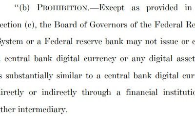 US Senate Bans Federal Reserve CBDC in Housing Bill
