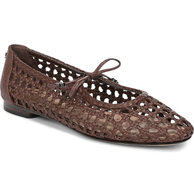 brown mesh ballet flat