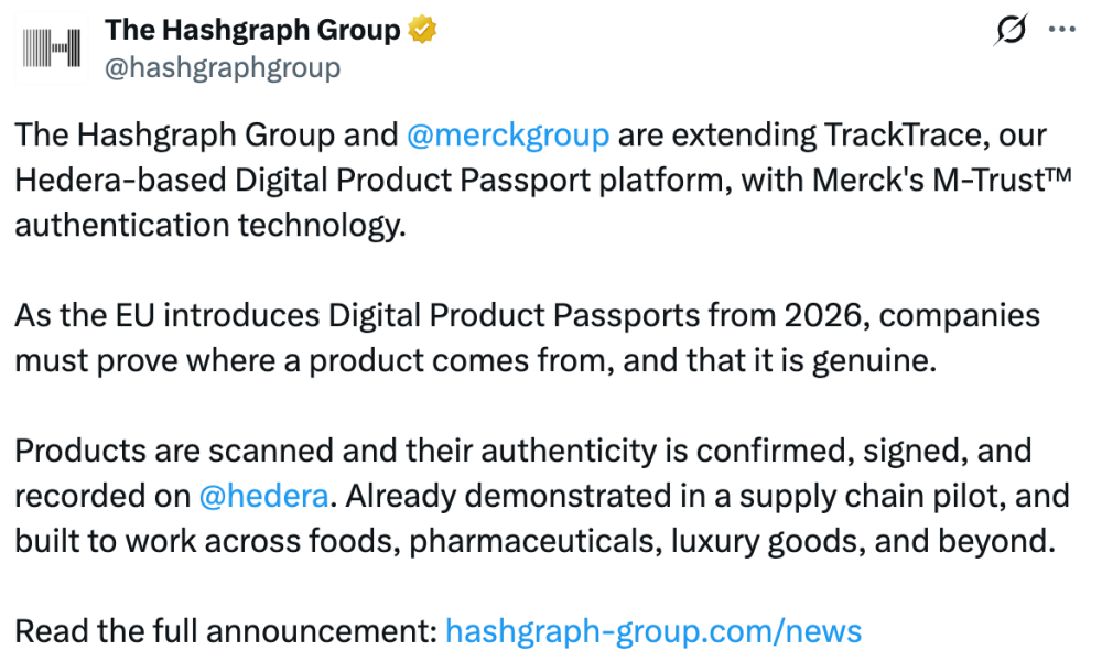 Merck, Hashgraph Expand Hedera Platform for EU Product Passports