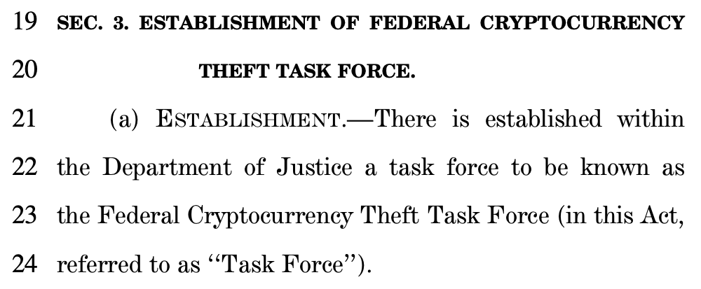 Congress Proposes DOJ Task Force for Crypto Theft Probes