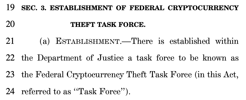 Congress Proposes DOJ Task Force for Crypto Theft Probes