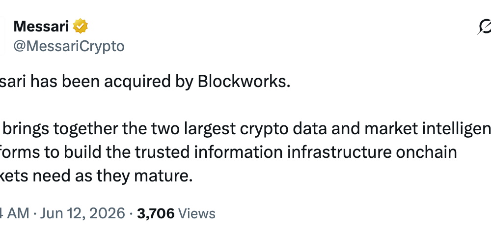 Blockworks Acquires Messari in Deal Valued Above $10M