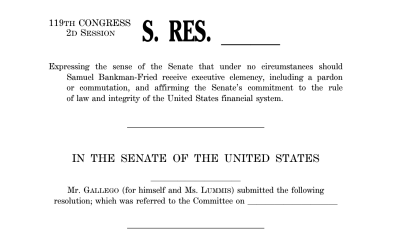 US lawmakers Warn Against Presidential Pardon for Sam Bankman-Fried