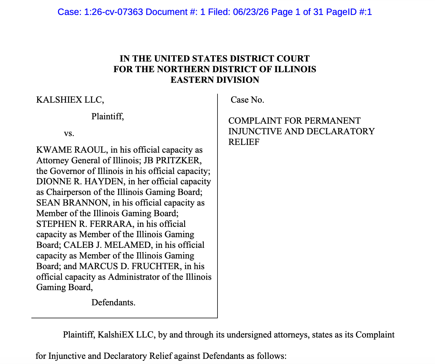 Kalshi Sues Illinois Officials over Prediction Markets Restrictions