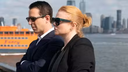Kendall and Shiv looking pensive in Succession.