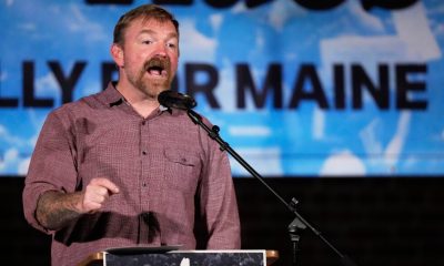 Senate candidate Graham Platner addresses questions at Portland event