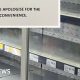 A supermarket fridge cabinet is empty. The shelves display the names of the items and prices which should be on them. A sign reads: 'Customer Notice. Due to the extreme temperatures some of our refrigeration and freezer units have broken down. Stock from these sections is unavailable at present. We apologise for the inconvenience.'