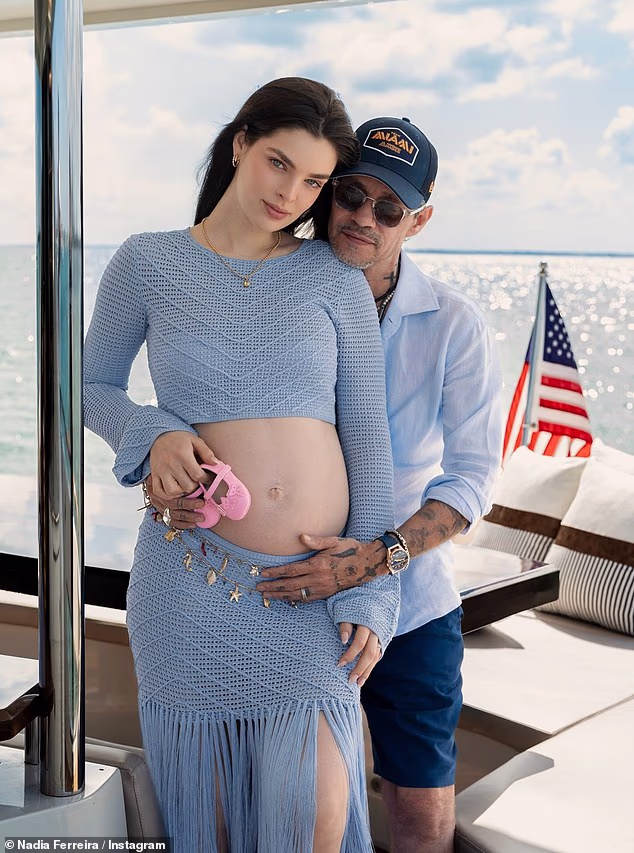 Marc Anthony, who was married to Jennifer Lopez from 2004 to 2014, has welcomed his eighth child with his 30-years younger fourth wife. Pictured in March
