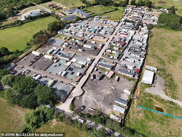 The site near Romford in Essex was built illegally by travellers within hours of council staff leaving for the weekend