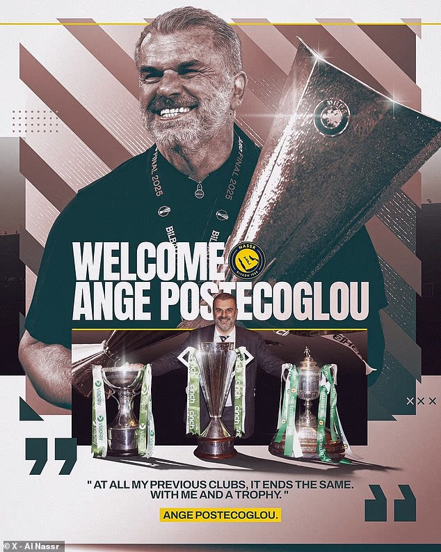 Ange Postecoglou's return to management has seen him sign a two-year deal with Al-Nassr