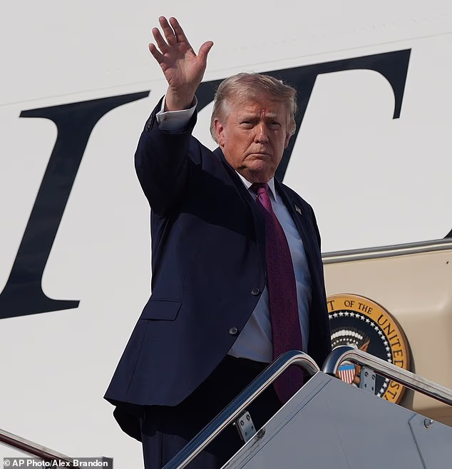 Donald Trump boarding the new Air Force One on Friday night at Joint Base Andrews