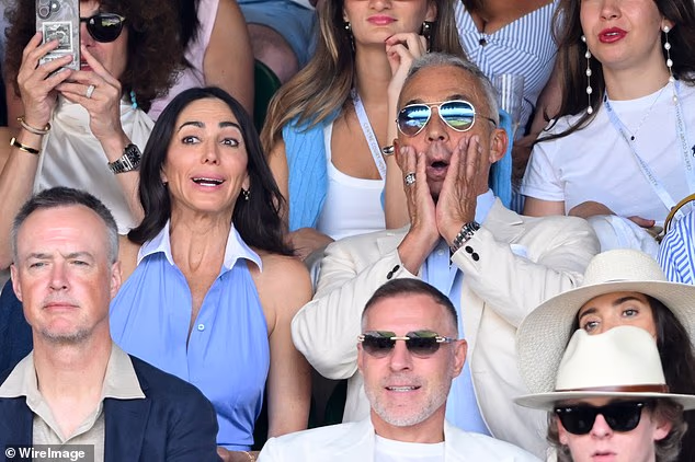 The on court action continued on day seven of Wimbledon on Sunday, with a starry crowd of tennis fans packing the sun-drenched stands including Lauren Silverman and Bruno Tonioli