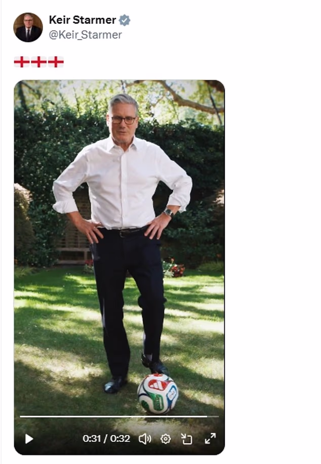 Sir Keir Starmer has been ridiculed online after he posted a video of him booting a football through Downing Street ahead of England's World Cup clash with Mexico