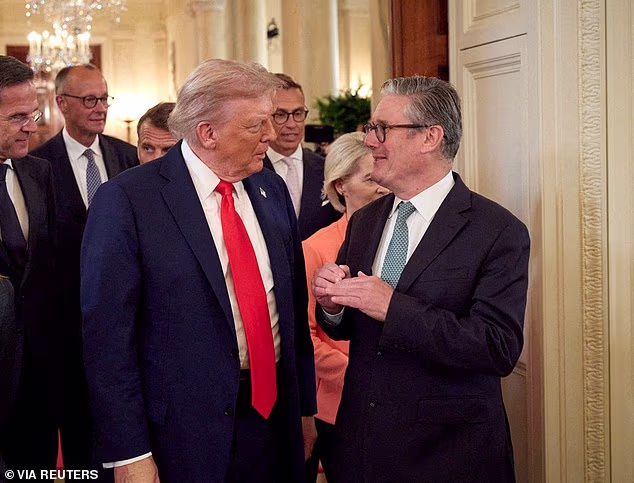 Humiliation: Officials fear Donald Trump could try to embarrass the PM over defence at this week's Nato summit (pictured together in August last year)