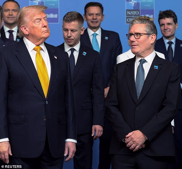 At the Nato summit in Turkey, the US President said the truce was finished and threatened to target Iran's bridges, electricity grid and water-cleansing plants. He is pictured here at the event with Keir Starmer