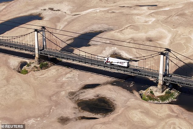 Drought conditions are worsening in France as shocking images from today show a completely barren Loire River in Montjean-sur-Loire