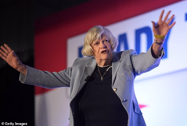 Ann Widdecombe adopted a tough, no-nonsense attitude to her own safety during her political career (pictured at Doncaster Racecourse in 2024)