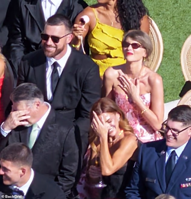 Taylor Swift, 36, and Travis Kelce, 36, made their first appearance as husband and wife on Friday