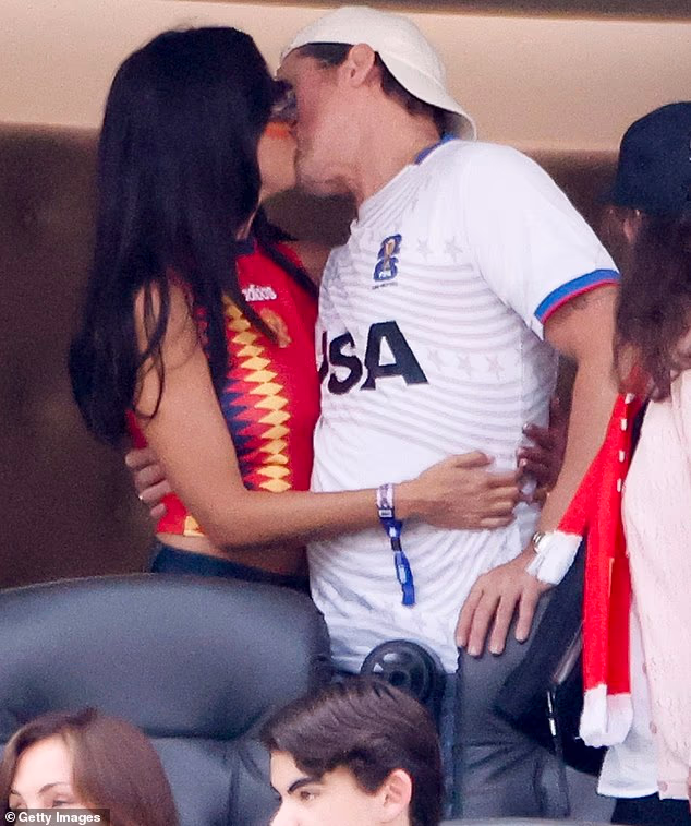 Brad Pitt and Ines de Ramon were spotted passionately kissing in the stands as they watched Spain defeat Belgium in the FIFA World Cup quarterfinal on Friday