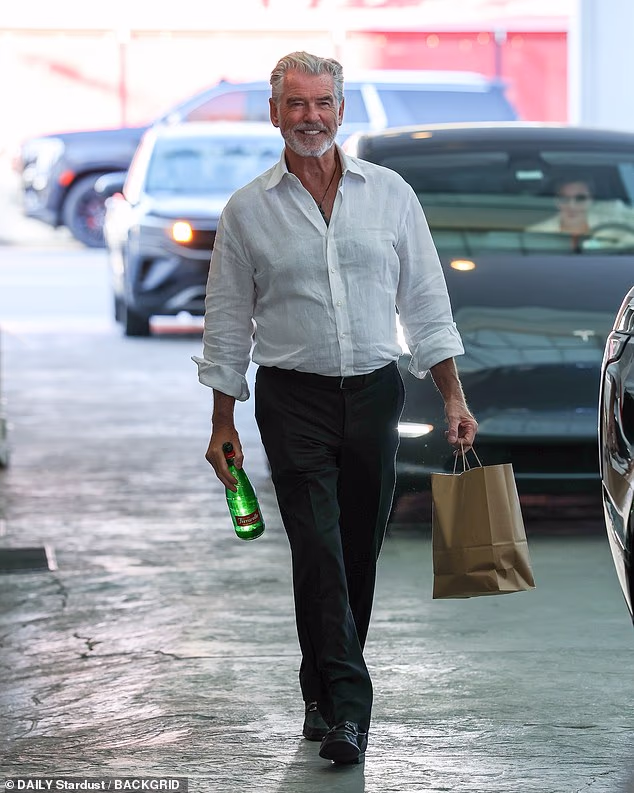 Pierce Brosnan and his wife Keely Shaye Smith enjoyed lunch together at celebrity hotspot E. Baldi in Beverly Hills on Tuesday
