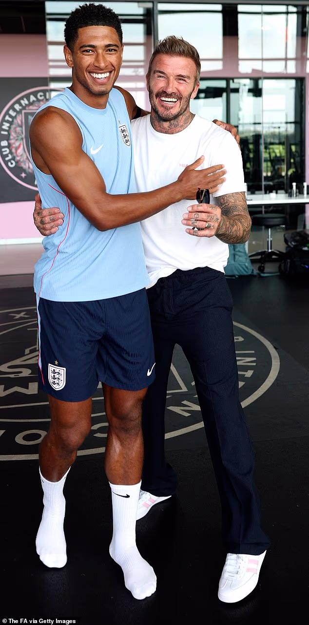 Jude Bellingham has been player of the World Cup for many - and experts believe he may follow Sir David Beckham (pictured this week in Miami) into the billionaire league