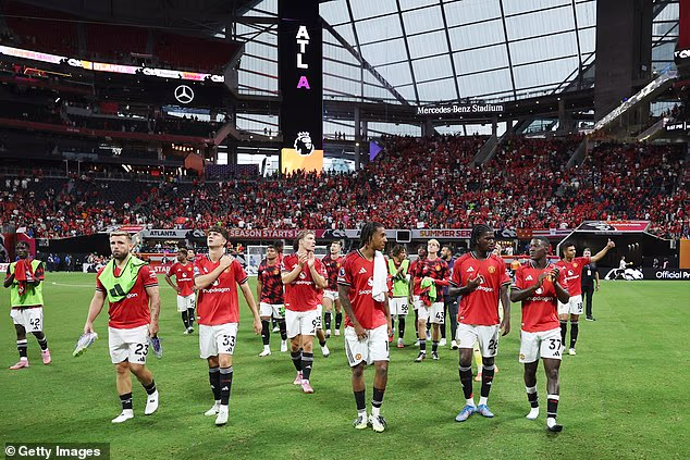 Manchester United's players at the Atlanta Stadium on their tour of America last summer
