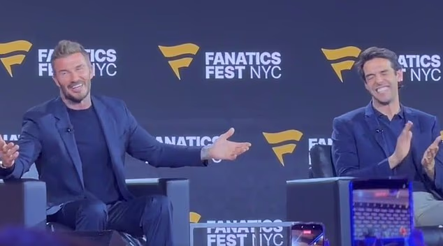 David Beckham (left) was booed in New York after he failed to pick a winner for the World Cup final between Argentina and Spain