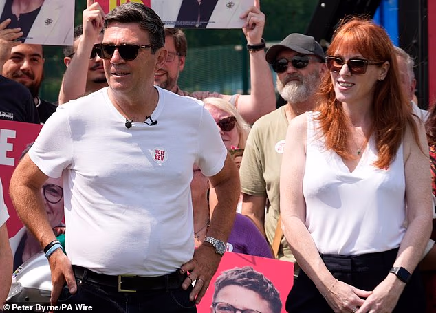 Andy Burnham and Angela Rayner campaigning in the Greater Manchester Mayoral by-election. Rayner is expected to be offered the role of Health Secretary in Burnham's cabinet