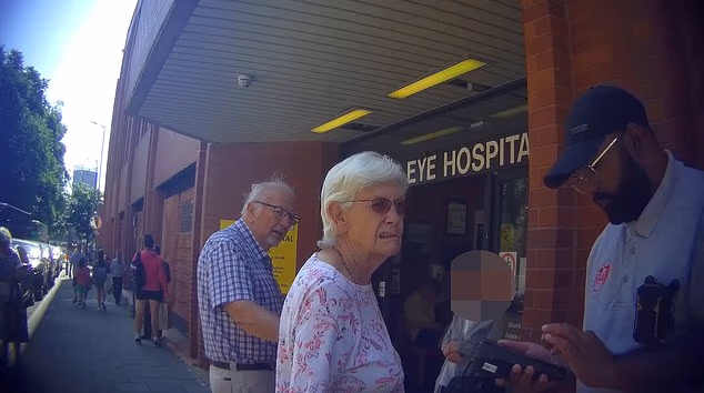 Grandmother Diane Goodfield, 74, and husband Robert, who suffers from dementia, were targeted outside Bristol Eye Hospital. A single mother (pictured left in pink top and shorts) was also being fined while her son was in surgery