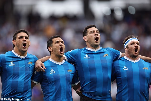 Argentina's rugby stars wore a kit similar to the one worn by Diego Maradona's team in 1986