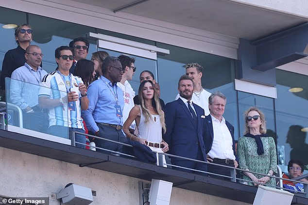 David and Victoria Beckham were joined by sons Romeo and Cruz and their girlfriends Kim Turnbull and Jackie Apostel as they arrived at the World Cup final on Sunday