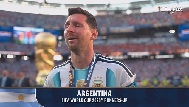 Lionel Messi let the tears flow just moments after collecting his World Cup runners-up medal