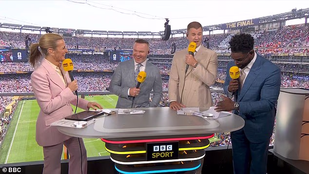 The BBC ditched their work-from-home studio in Salford for the World Cup final, presenting from inside the stadium