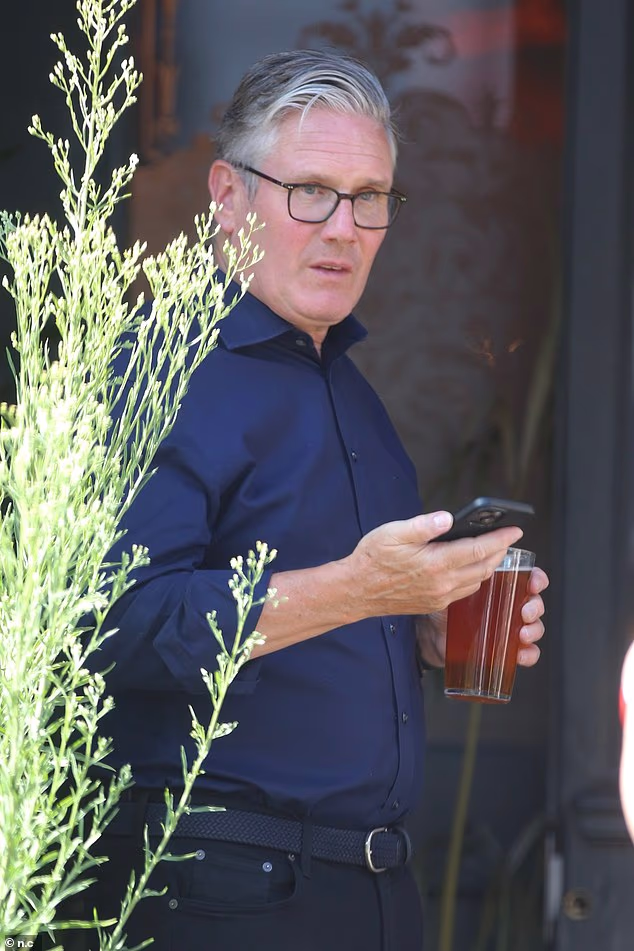 Keir Starmer headed straight to his local pub after stepping down as prime minister yesterday as he enjoyed a drink with his closest allies
