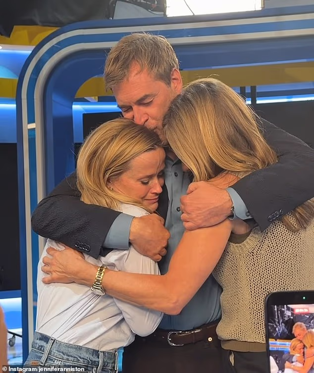 Reese Witherspoon broke down in tears after learning that The Morning Show is officially coming to an end; Witherspoon and Aniston were given a consolatory hug by co-star Mark Duplass