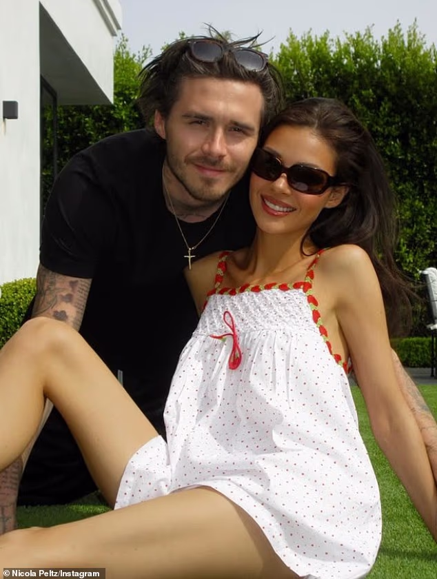 Brooklyn Beckham and wife Nicola Peltz flew into the south of France on Saturday as they touched down in Nice airport, despite the raging wildfires (pictured in April)