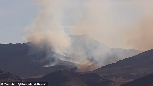 YouTuber Dreamland Resort captured footage of the fire, showing columns of smoke around Bald Mountain, the highest peak in the Groom Range, located directly inside the restricted military zone of Area 51