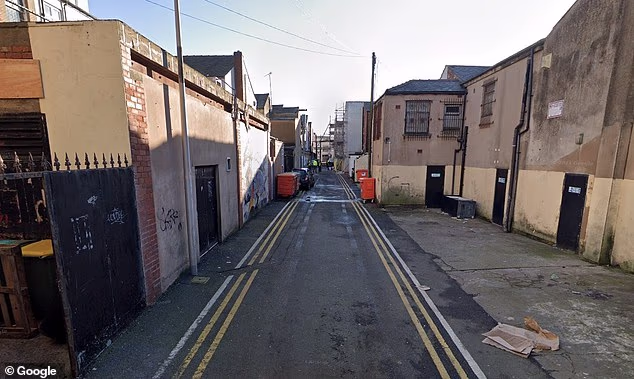 The incident is said to have happened to two girls, both in their late teens, in an alleyway between Edward Street and Topping Street (pictured) on July 25, 2026
