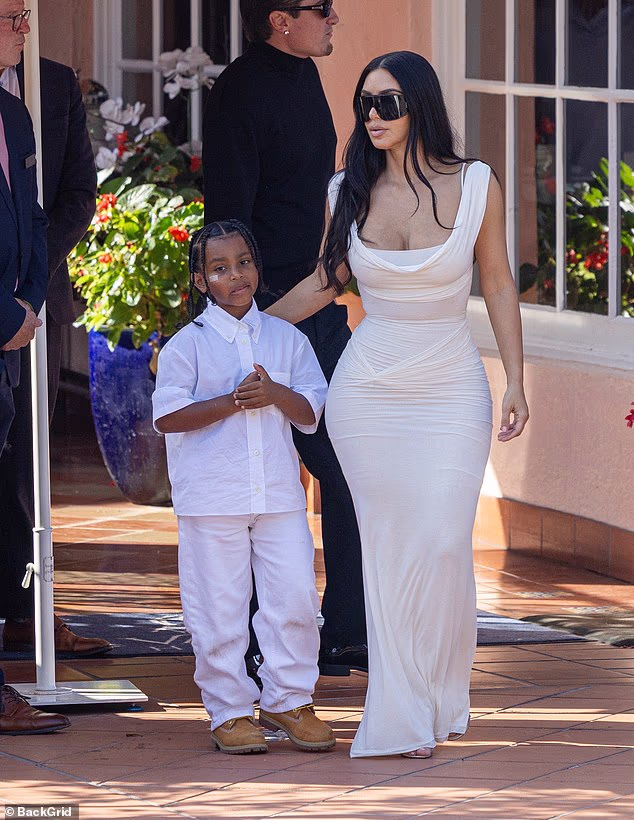 Kim Kardashian looked somber as she joined the rest of her mourning family at her late grandmother Mary Jo Campbell's celebration of life on Sunday in La Jolla, California