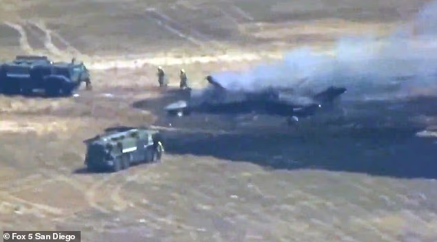 An F-35 fighter jet has crashed at the original Top Gun base in San Diego, California
