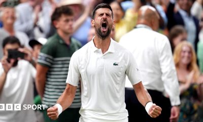 Novak Djokovic celebrates victory
