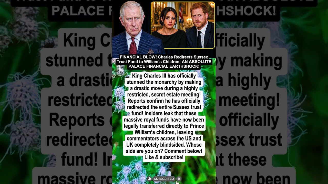 FINANCIAL BLOW! Charles Redirects Sussex Trust Fund to William's Children!
