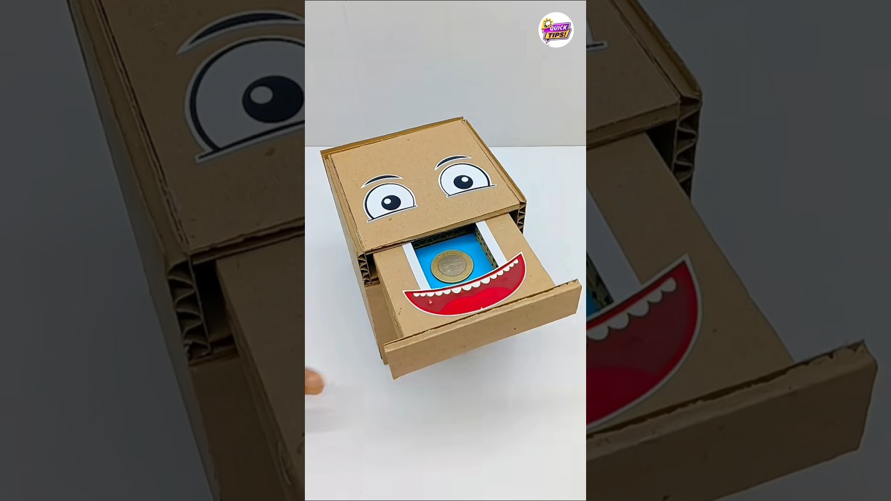 how to make coin bank box with cardboard #scienceproject #money #diy #shorts